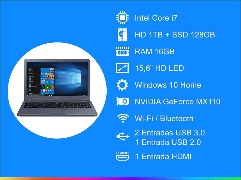 Notebook Samsung Expert X55 Intel Core i7 16GB - 1TB 128GB SSD 15